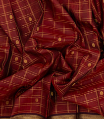 Maroon Handloom Kanchipuram Silk Saree With Zari Checks & Buttas-KA14172