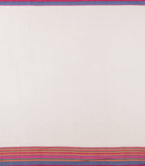 White Handwoven Bengal Cotton Saree With Multi Stripes-BG1523