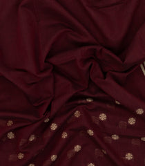 Maroon Handloom Bengal Cotton Saree With Kamalam Buttas-BG1797