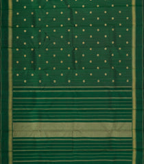 Dark Green Handloom Kanchipuram Silk Saree With Zari Stripes-KA15113