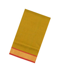Oil Mustard Handloom Silk Cotton Saree With Contrast Border-SC4478