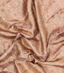 Light Peach Handloom Kanchipuram Silk Saree With Meena Floral Motifs-KA15533