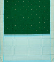 Dark Green Handloom Korvai Kanchipuram Silk Saree With Buttas-KA15007