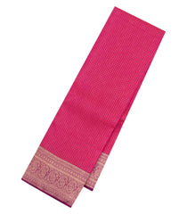 Pink Handloom Kanchipuram Silk Saree With Checks & Contrast Border-KA14681