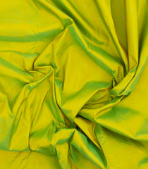 Neon Green Handloom Korvai Kanchipuram 9 Yards Silk Saree With Contrast Border-KA15394