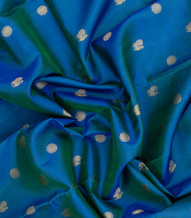 Blue Handloom Kanchipuram Silk Saree With Buttas & Contrast Border-KA15693