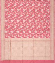 Peach Handloom Banarasi Silk Saree With Floral Motifs-BE1424