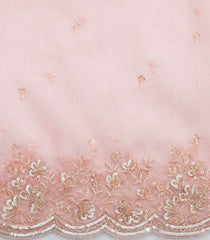 Light Peach Woven Pure Organza Silk Saree With Meena Floral Embroidery -EN2105