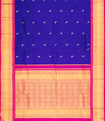 Blue Handloom Korvai Kanchipuram Silk Saree With Zari Buttas-KA15282