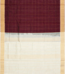 Maroon Handloom Silk Cotton Saree With Zari Checks & Contrast Border-SC4728