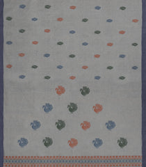 Grey Handloom Bengal Cotton Saree With Annam Motifs-BG1831