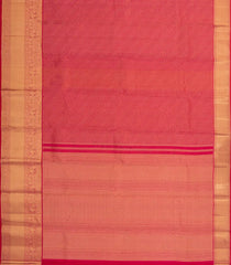 Red Handloom Kanchipuram Silk Saree With Dotted Motifs-KA14774