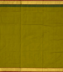 Olive Green Handloom Venkatagiri Cotton Saree With Contrast Border