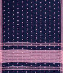 Navy Blue Woven Bengal Cotton Saree With Floral Buttas-BG1845