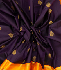 Dark Purple Handloom Korvai Kanchipuram Silk Saree With Floral Zari Buttas -KA13176
