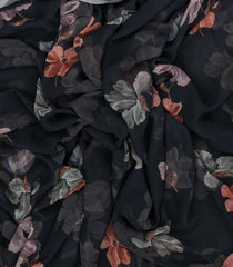 Black Woven Synthetic Georgette Saree With Printed Floral Motifs-BL4212