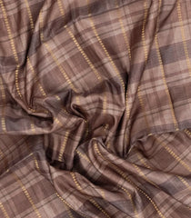 Dark Grey Printed Synthetic Dola Silk Saree With Checks & Floral Border-SY0369