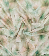 Light Green Printed Synthetic Linen Saree With Floral Motifs-SY0208