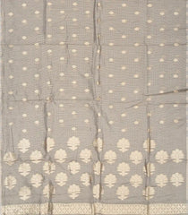 Grey Woven Synthetic Supernet Saree With Floral Motifs-BL4238