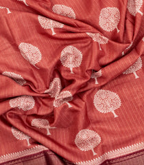 Peach Printed Synthetic Dola Saree With Zari Stripes & Border-BL5391