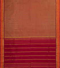 Rust Handloom Kanchipuram Silk Saree With Crimson Border-KA14851
