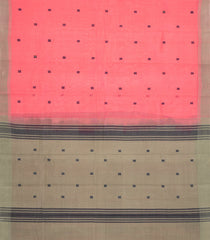 Peach Handloom Rasipuram Cotton Saree With Square Buttas-RA2408