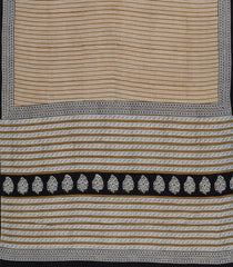 Beige Printed Jaipur Cotton Saree With Floral Motifs-JC1656