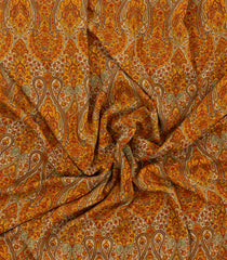 Rust Printed Crepe Silk Saree With Floral Motifs-PS0928