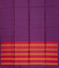 Dark Purple Handloom Kora Soft Silk Saree With Stripes-SO4153