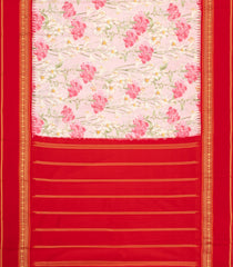 Baby Pink Handloom Kanchipuram Silk Saree With Printed Floral Motifs-PS0759