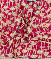 Hot PInk Printed Jaipur Cotton Saree With Pichwai Motifs-JC1912