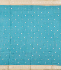Cyan Printed Tussar Silk Saree With Floral Motifs-TU3609