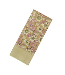 Beige Printed Synthetic Dola Silk Saree With Zari Border-BL5041