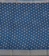 Navy Blue Printed Synthetic Dola Silk Saree With Motifs & Zari Stripes-SY0443