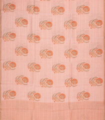 Dark Peach Woven Linen Saree With Printed Floral Motifs-LI0674