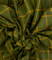 Dark Green Woven Kadappa Cotton Saree With Checks-KN0734