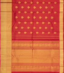 Red Handloom Kanchipuram Silk Saree With Checks & Buttas-KA15208