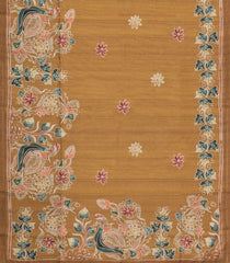 Beige Printed Synthetic Tussar Silk Saree With Contrast Border-SY0107