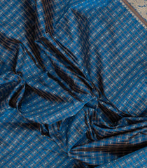 Cyan Handloom Silk Cotton Saree With Checks-SC4272