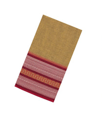 Beige Woven Bengal Cotton Saree With Contrast Border-BG1898