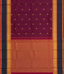 Magenta Handloom Kanchipuram Silk Saree With Zari Checks & Contrast Border-KA14018