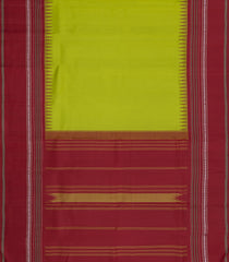Light Green Handloom Kanchipuram Silk Saree With Contrast Temple Border-KA15158
