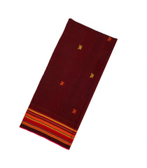 Maroon Woven Bengal Cotton Saree With Cross Motifs-BG1463