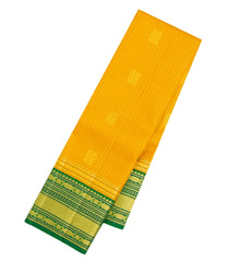 Mustard Handloom Korvai Kanchipuram Silk Saree With Checks & Kanchipuram Butta Silk Sarees-KA16582