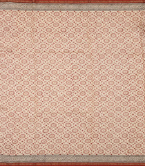 Rust Printed Chanderi Cotton Saree With Floral Motifs-CC1772