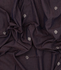Dark Grey Handloom Bengal Cotton Saree With Bird Buttas-BG1788