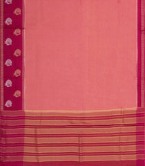 Peach Woven Blended Viscose Saree With Contrast Border-BL5534