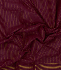 Maroon Woven Chettinad Cotton Saree With Stripes & Zari Border-CN1918