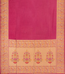 Dark Peach Woven Art Dupion Saree With Meena Floral Border-BL5952