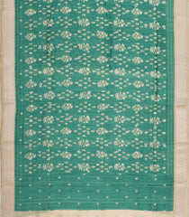 Sea Green Printed Tussar Silk Saree With Floral Motifs-TU3639